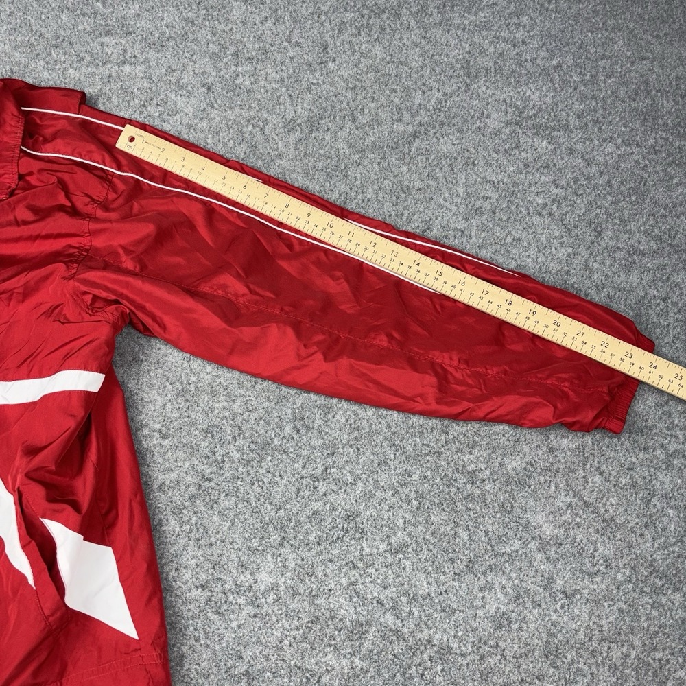Mizuno Windbreaker Jacket Mens XL Full Zip Athletic Track Running Red White Gym - Picture 10 of 13